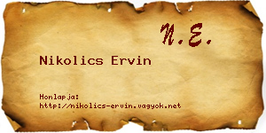 Nikolics Ervin névjegykártya