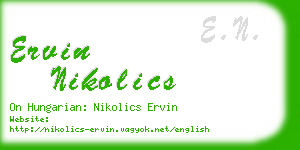 ervin nikolics business card